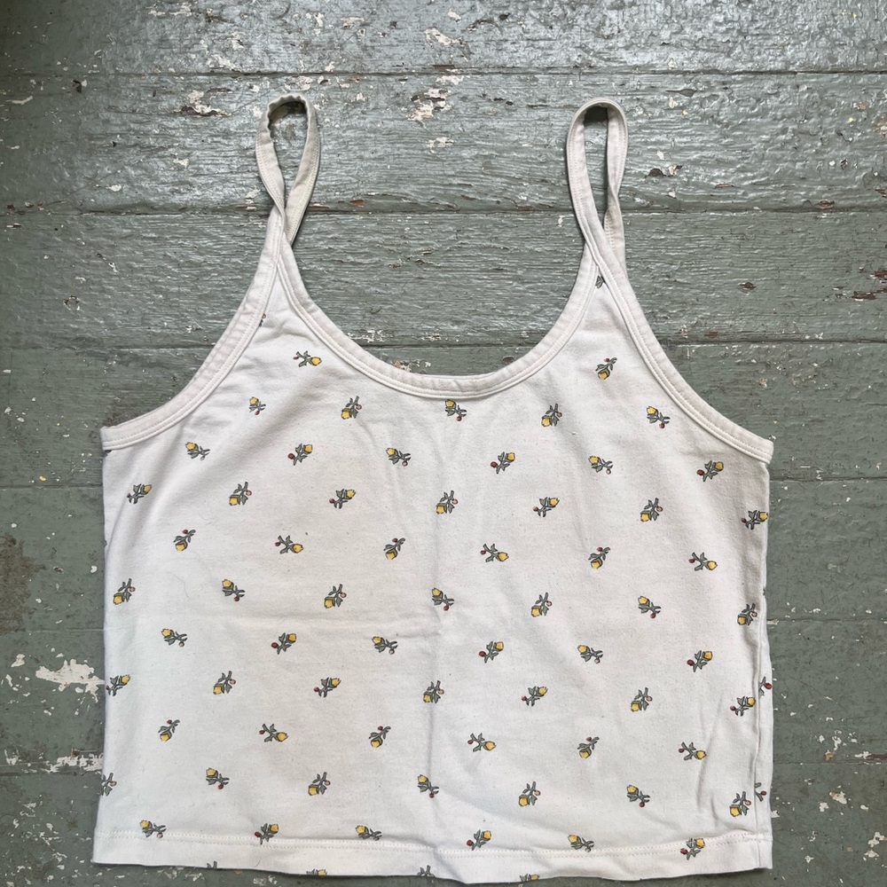 Floral Print White Tank Top
